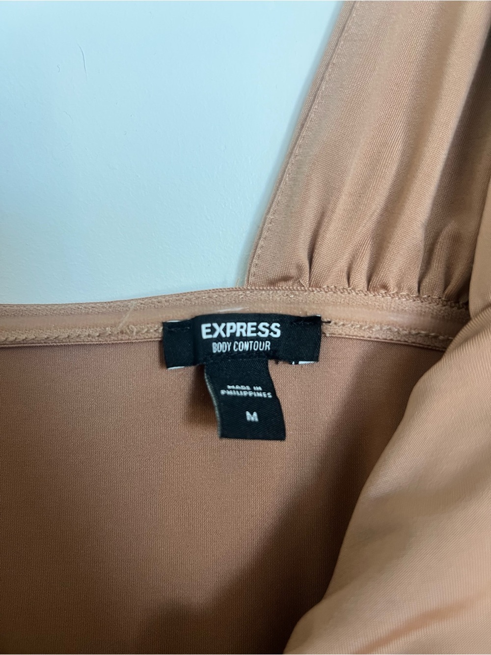 Express One-Shoulder Draped Bodysuit - Tan - Picture 3 of 6